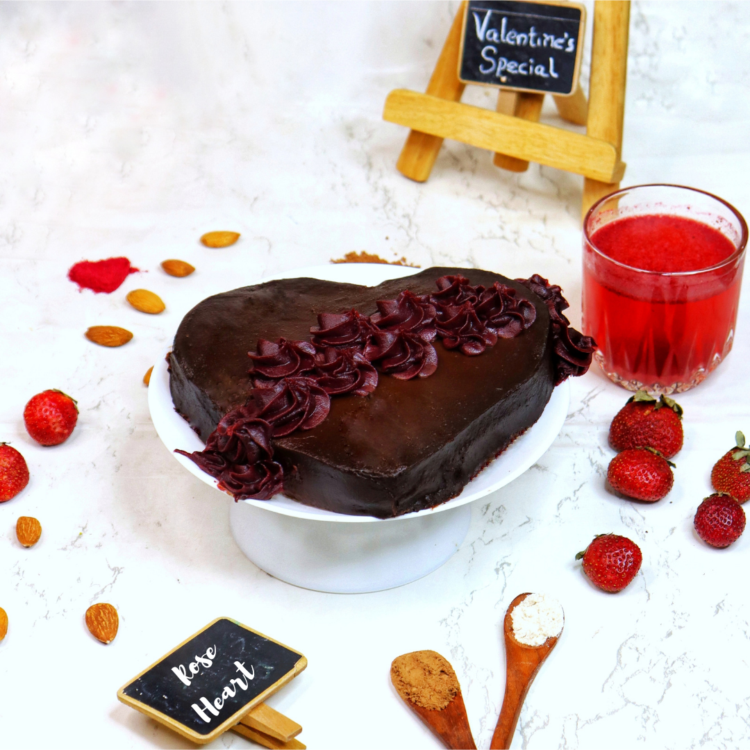 Rose Heart Cake With Deep Red Chocolate Cream Roses