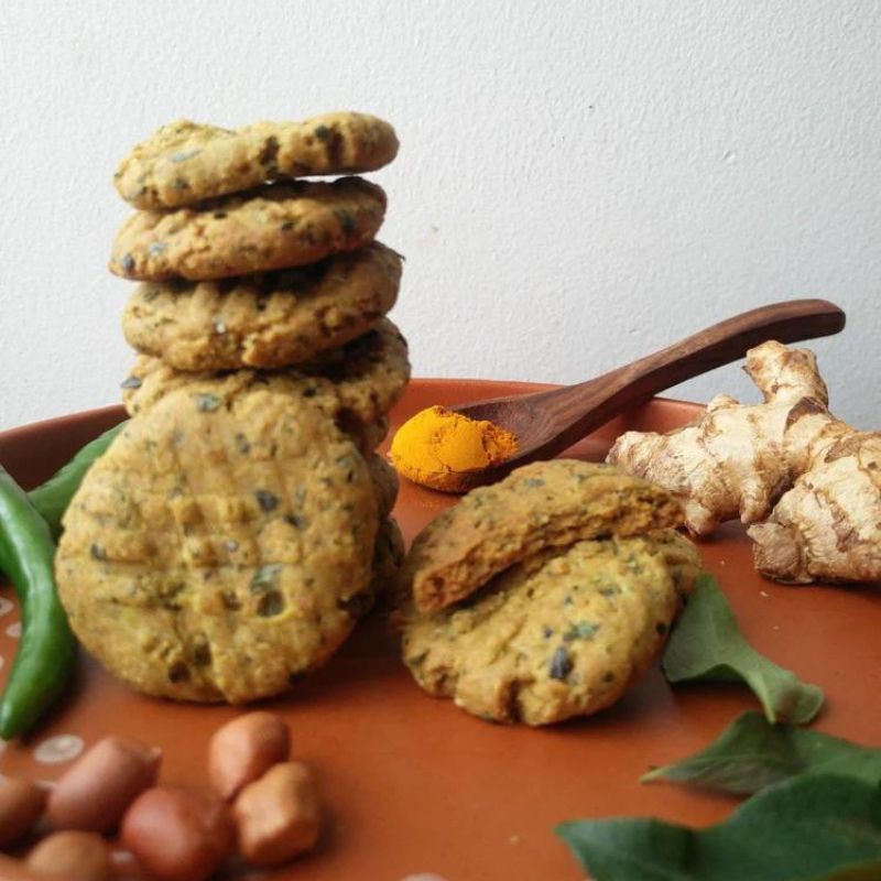 Crunchy Brown Rice & Oats Masala Cookies or Khara Biscuit | Plant-based & Gluten-free