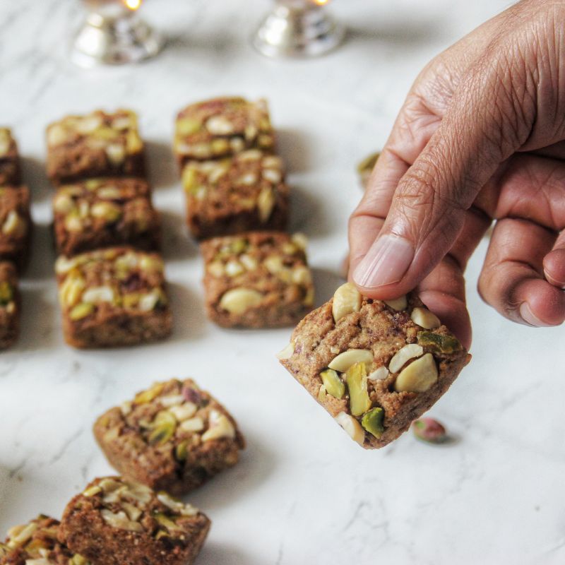 Kaju and Pista Butter Cookies | Gluten-free, Sugar-free, Wholegrain & Plant-based