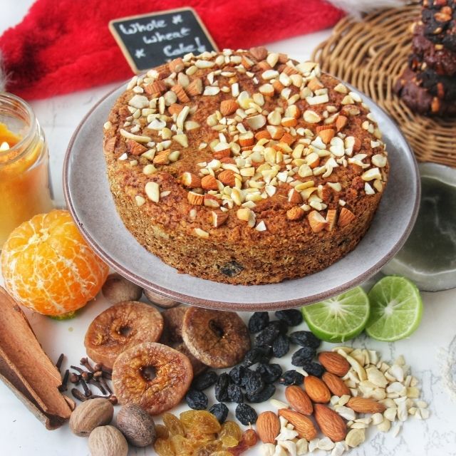 Plant-based Plum Cake - Rich Fruit & Nut Christmas Cake | Bangalore Only | Whole Wheat, Fruit Sweetened, Alcohol-free | 550g