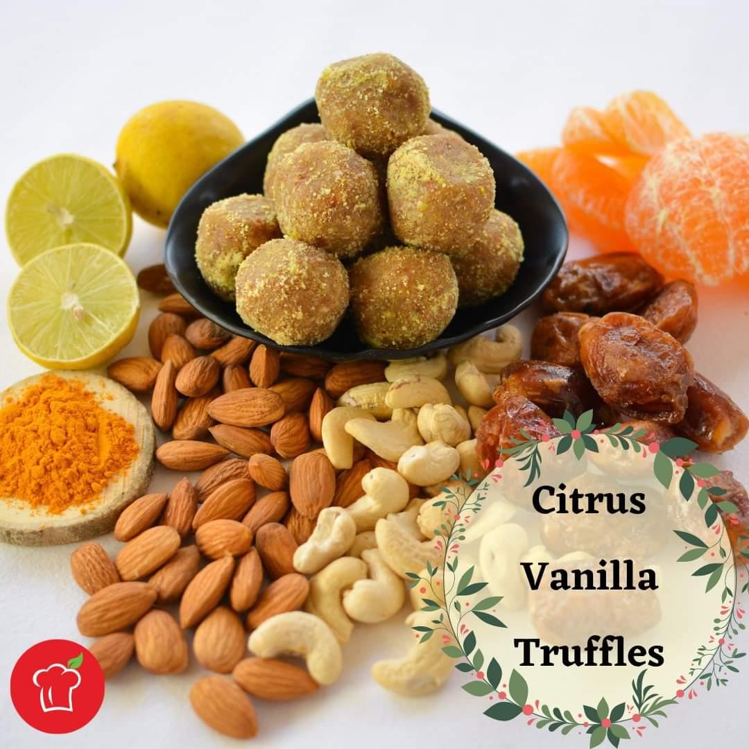 Citrus and Vanilla Truffles (200g) - Sampoorna Ahara - Healthy Food, Food Delivery, Food Order Online, Healthy Snacks, Healthy Breakfast, Sourdough Breads, Sugar-free Desserts