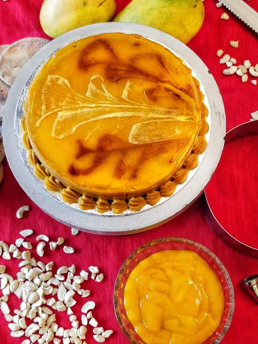Mango and Cashew Cake -Summer Special! (600g) - Sampoorna Ahara - Healthy Food, Food Delivery, Food Order Online, Healthy Snacks, Healthy Breakfast, Sourdough Breads, Sugar-free Desserts