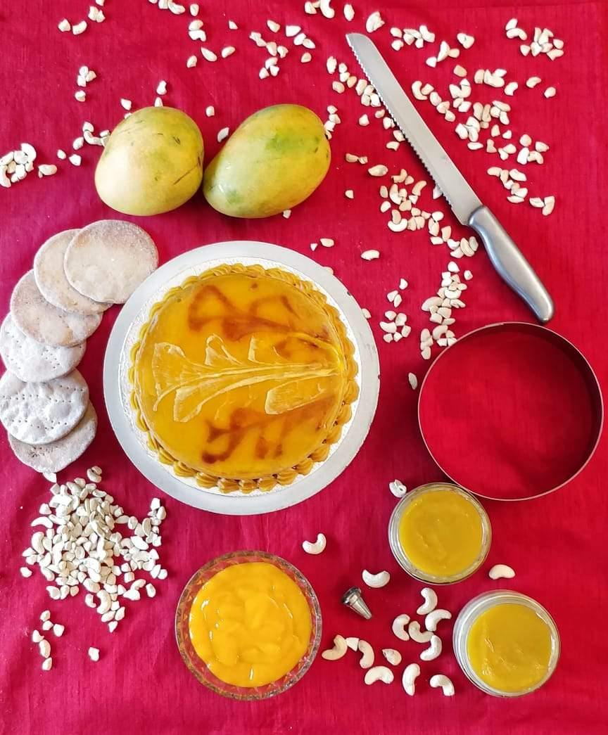 Mango and Cashew Cake -Summer Special! (600g) - Sampoorna Ahara - Healthy Food, Food Delivery, Food Order Online, Healthy Snacks, Healthy Breakfast, Sourdough Breads, Sugar-free Desserts