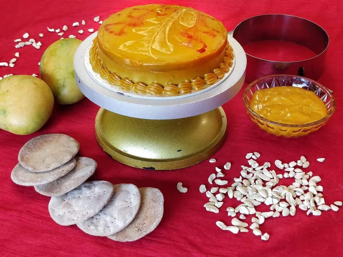 Mango and Cashew Cake -Summer Special! (600g) - Sampoorna Ahara - Healthy Food, Food Delivery, Food Order Online, Healthy Snacks, Healthy Breakfast, Sourdough Breads, Sugar-free Desserts