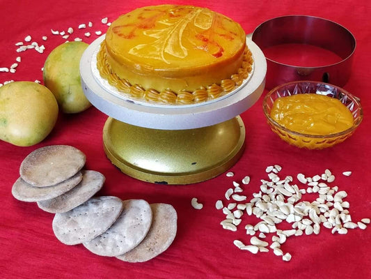 Mango and Cashew Cake -Summer Special! (600g) - Sampoorna Ahara - Healthy Food, Food Delivery, Food Order Online, Healthy Snacks, Healthy Breakfast, Sourdough Breads, Sugar-free Desserts